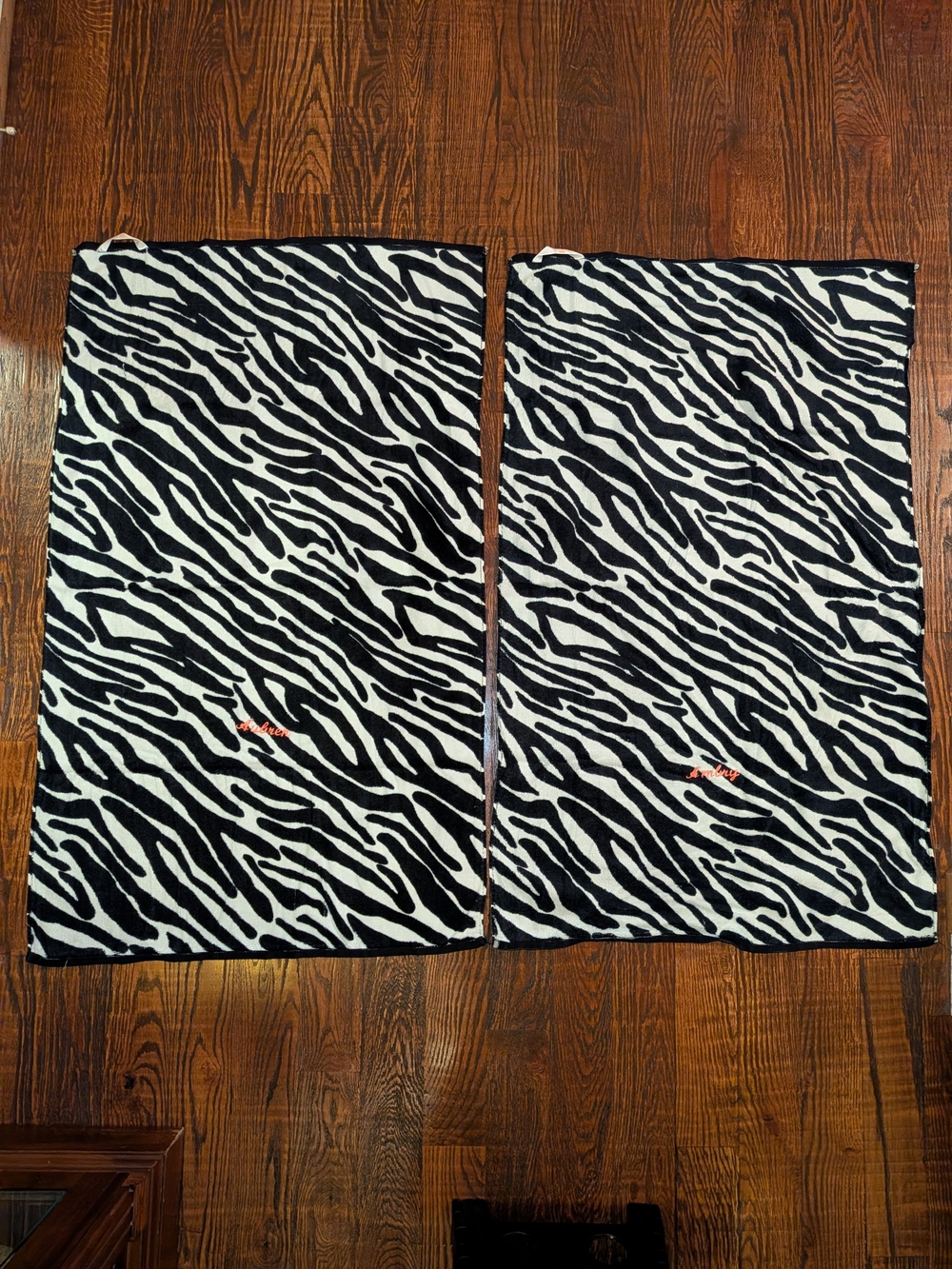 2) Your Zone zebra print towels
